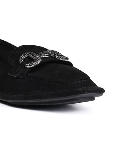 Women Black Solid Loafers