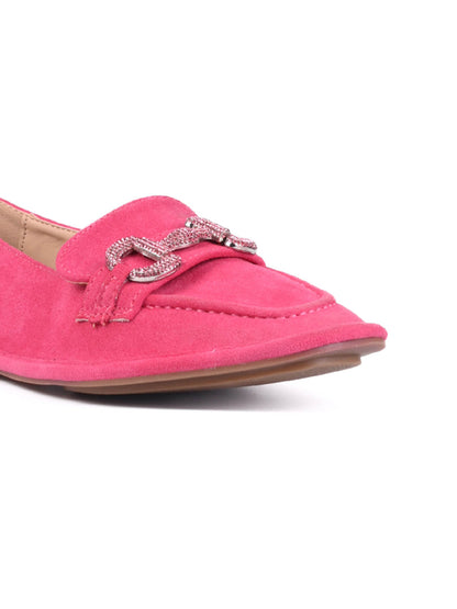 Women Fuchsia Solid Loafers