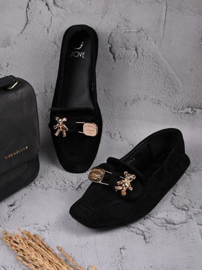 Women, Women Footwear, Black Loafers