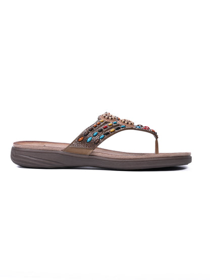 Women, Women Footwear, Brown T-Strap Flats