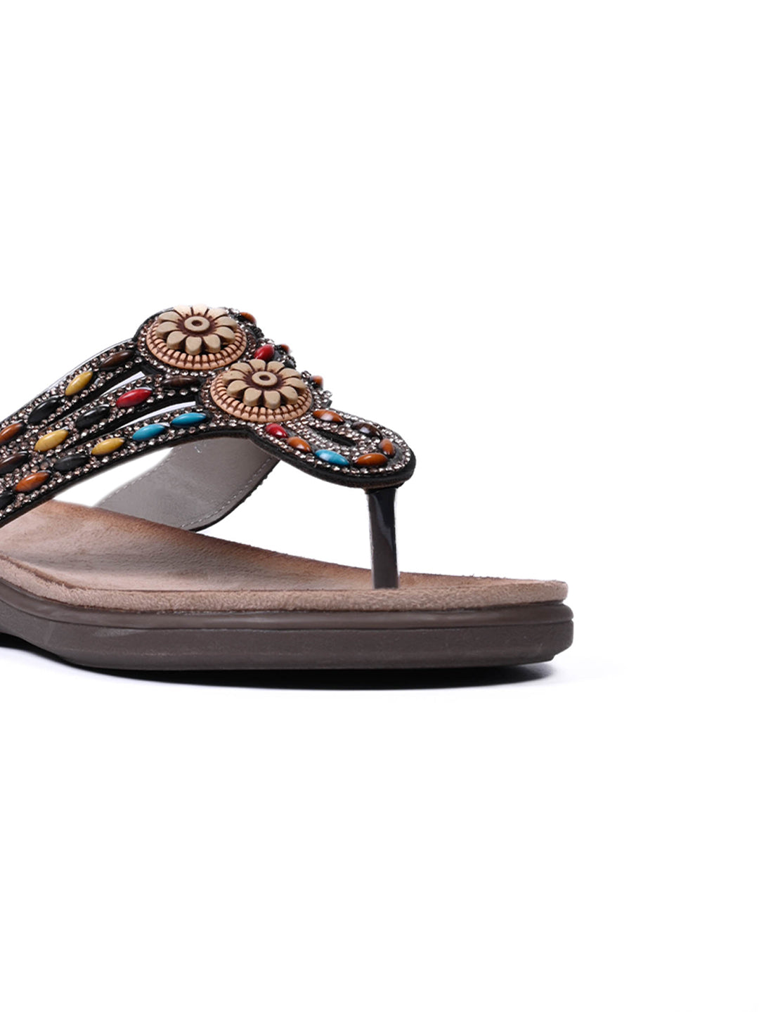 Women, Women Footwear, Black T-Strap Flats