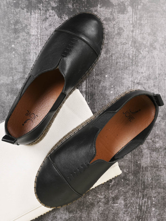 Women, Women Footwear, Black Loafers