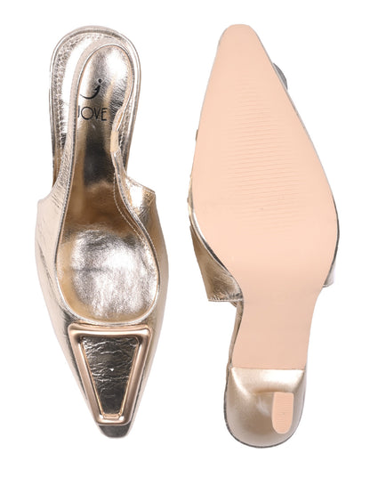 Women, Women Footwear, Gold Pumps