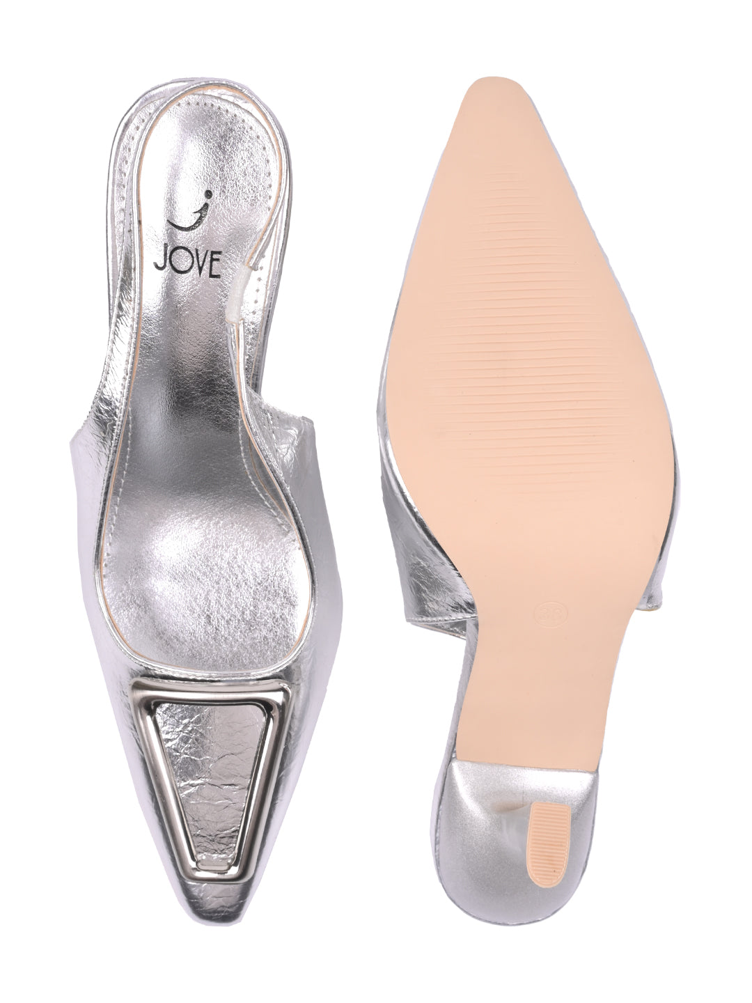 Women, Women Footwear, Silver Pumps