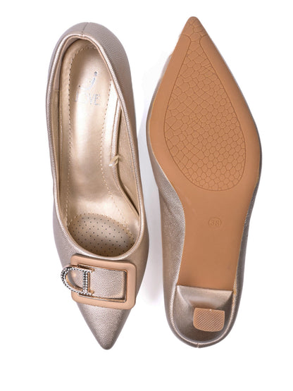 Women, Women Footwear, Gold Pumps