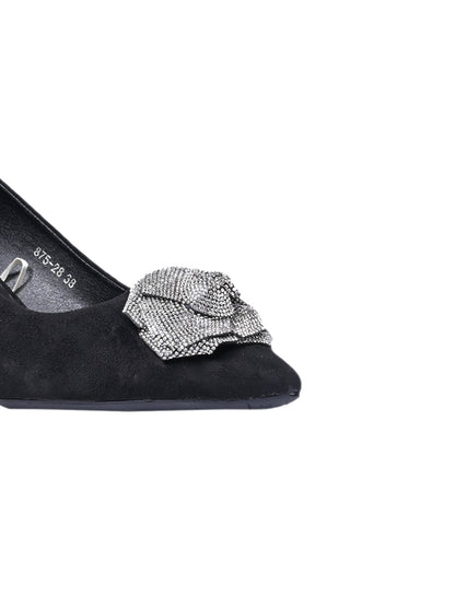 Women Black Solid Embellished Pumps