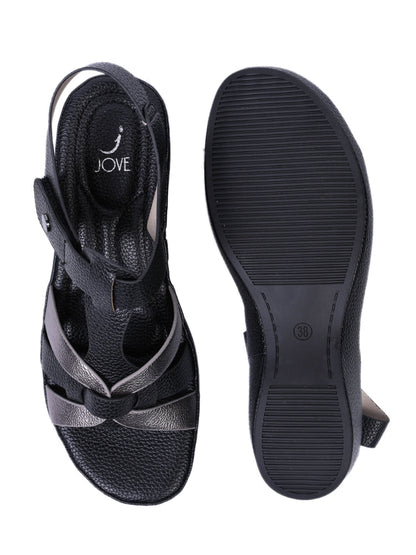 Women, Women Footwear, Black Sandals
