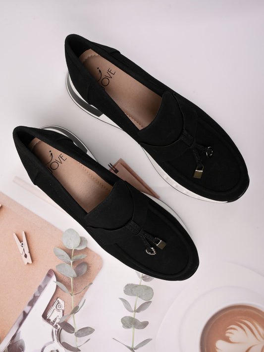 Women, Women Footwear, Black Loafers