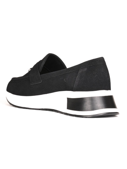 Women, Women Footwear, Black Loafers