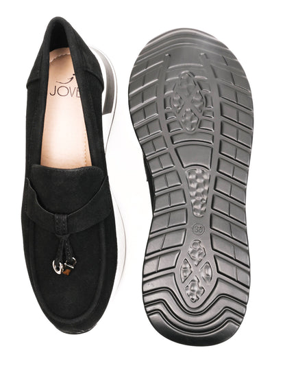 Women, Women Footwear, Black Loafers