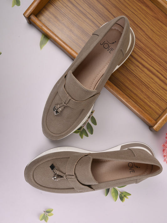 Women, Women Footwear, Khaki Loafers