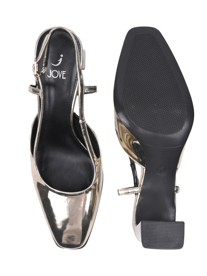 Women, Women Footwear, Silver Pumps