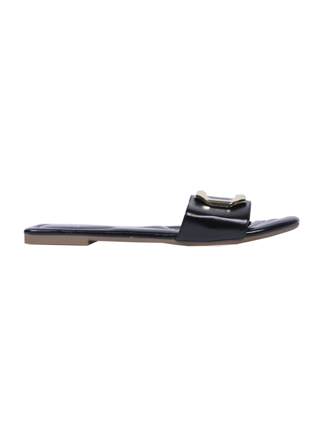 Women, Women Footwear, Black Open Toe Flats