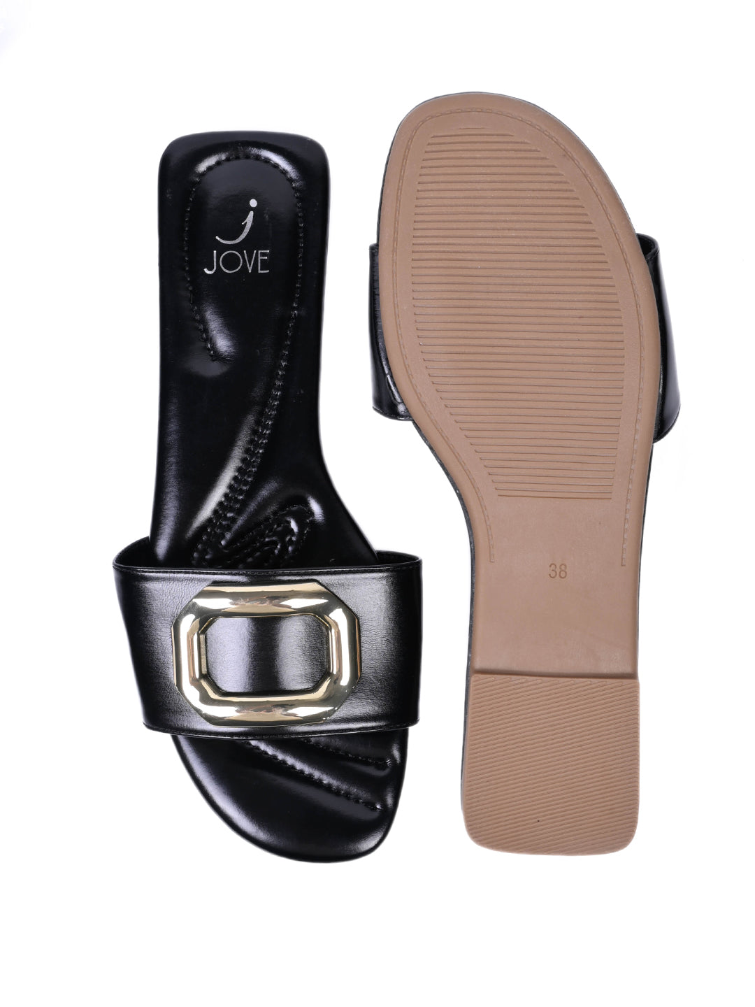 Women, Women Footwear, Black Open Toe Flats