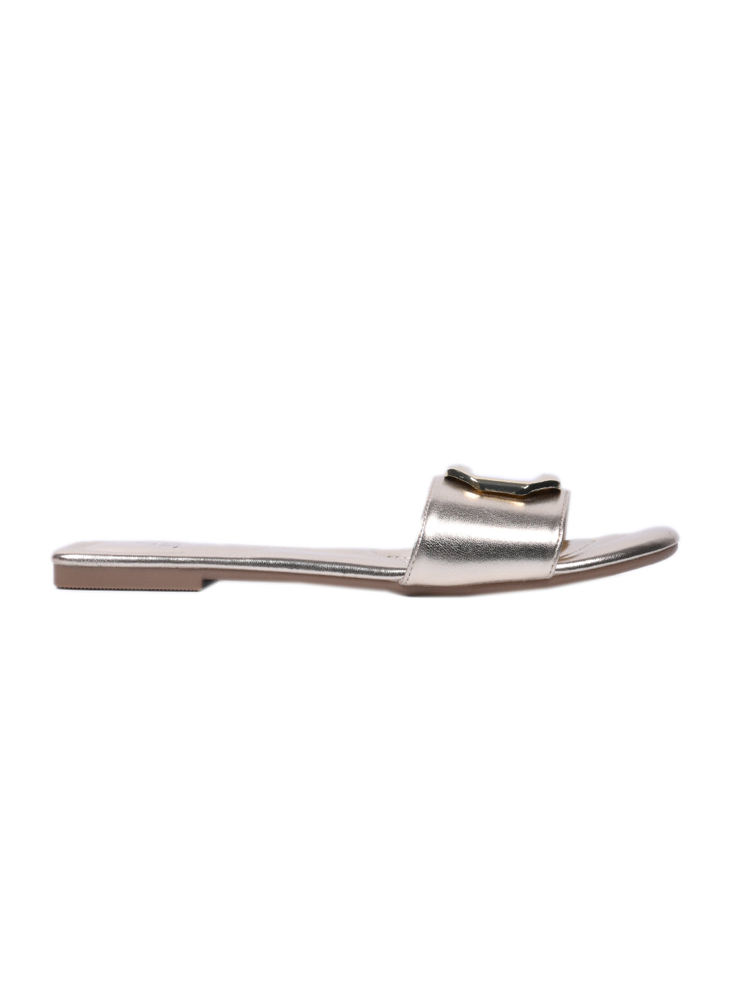 Women, Women Footwear, Gold Open Toe Flats