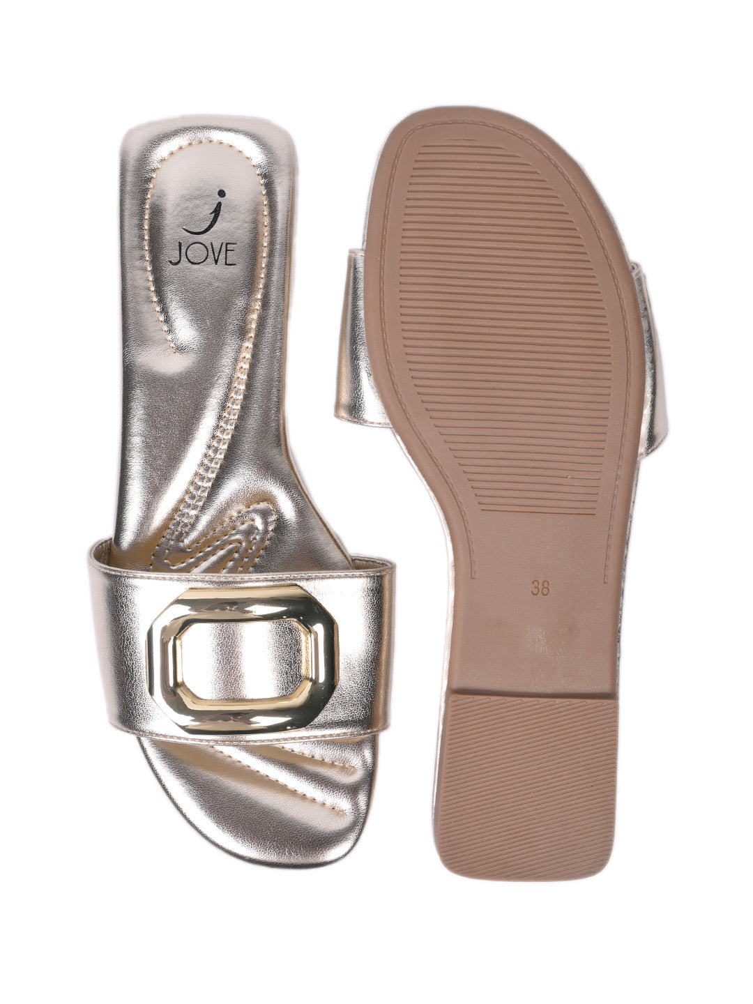 Women, Women Footwear, Gold Open Toe Flats