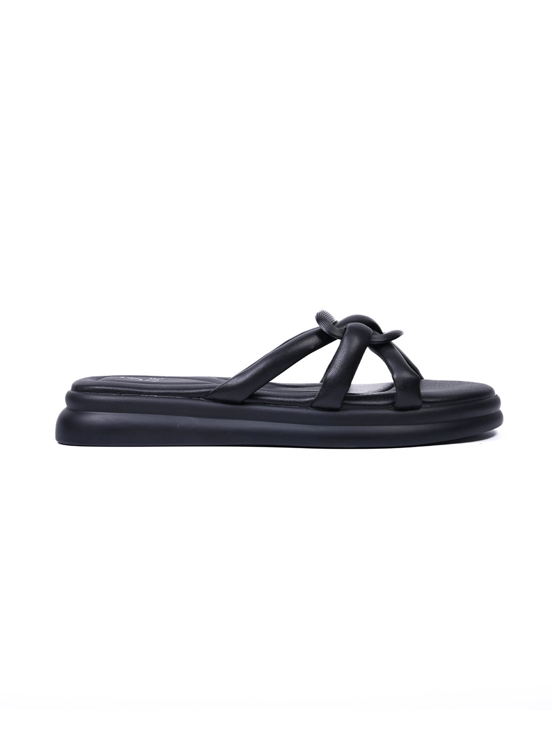 Women, Women Footwear, Black Open Toe Flats