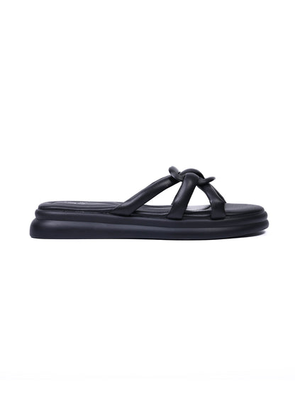 Women, Women Footwear, Black Open Toe Flats