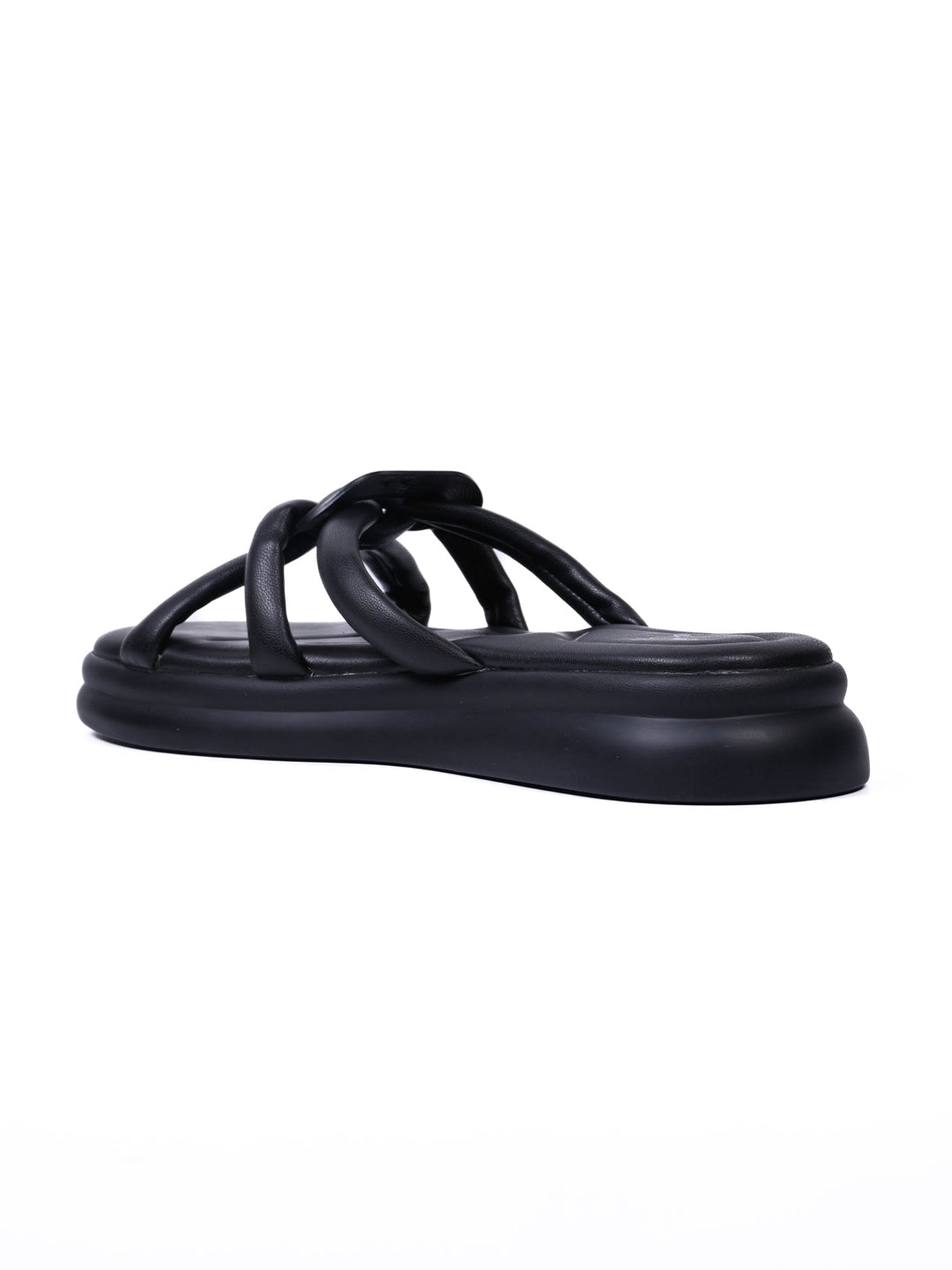 Women, Women Footwear, Black Open Toe Flats