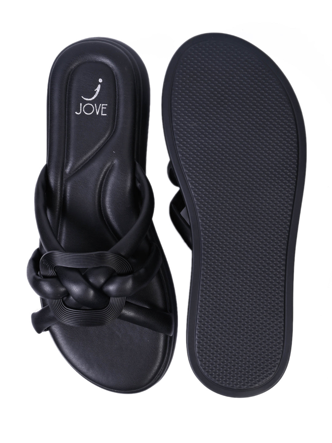 Women, Women Footwear, Black Open Toe Flats