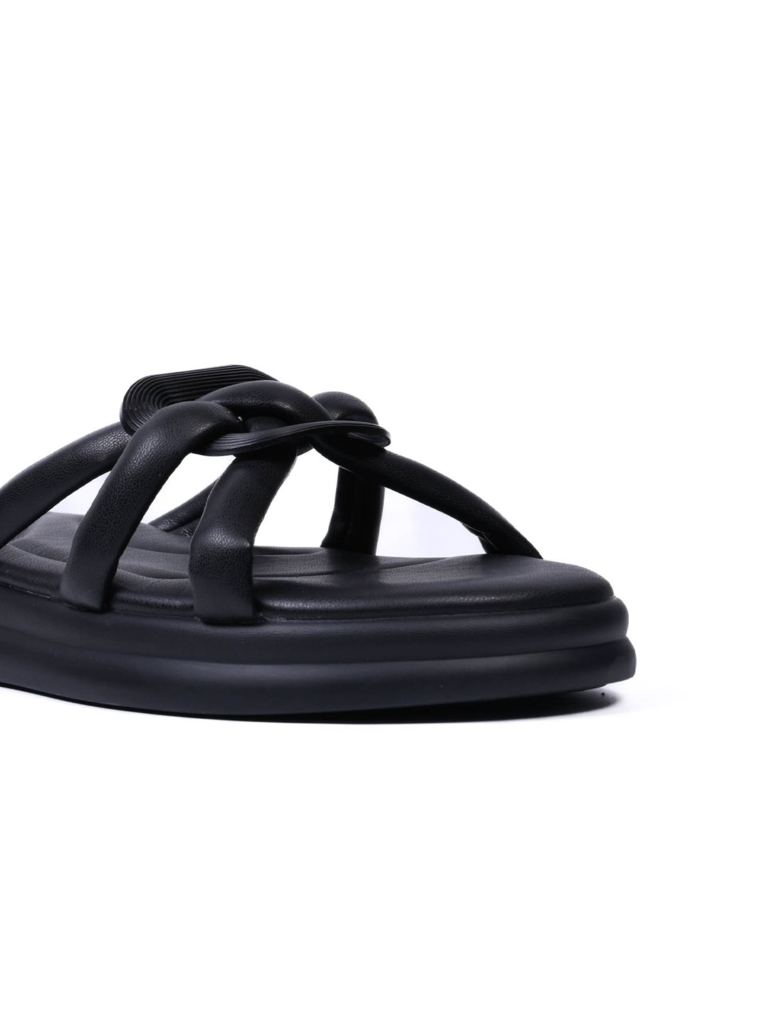 Women, Women Footwear, Black Open Toe Flats