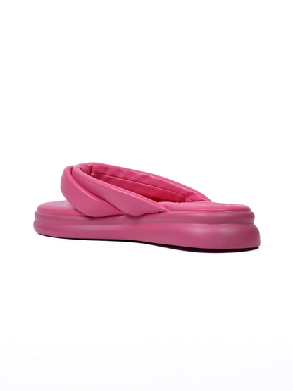 Women, Women Footwear, Fuchsia T-Strap Flats