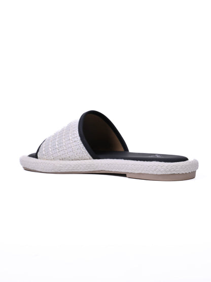 Women, Women Footwear, Black Open Toe Flats