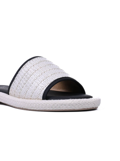 Women, Women Footwear, Black Open Toe Flats