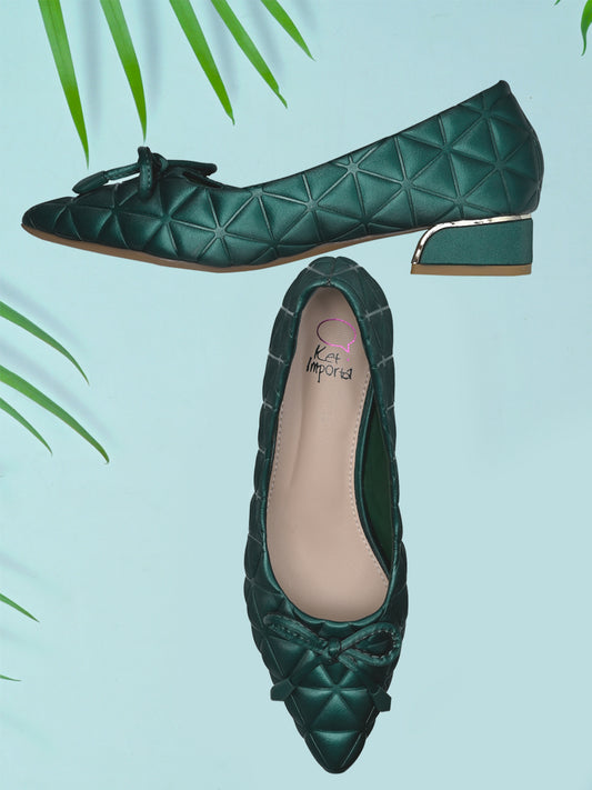 Women Green Textured Pumps