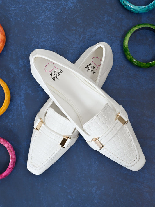 Footwear, Women Footwear, White Loafers