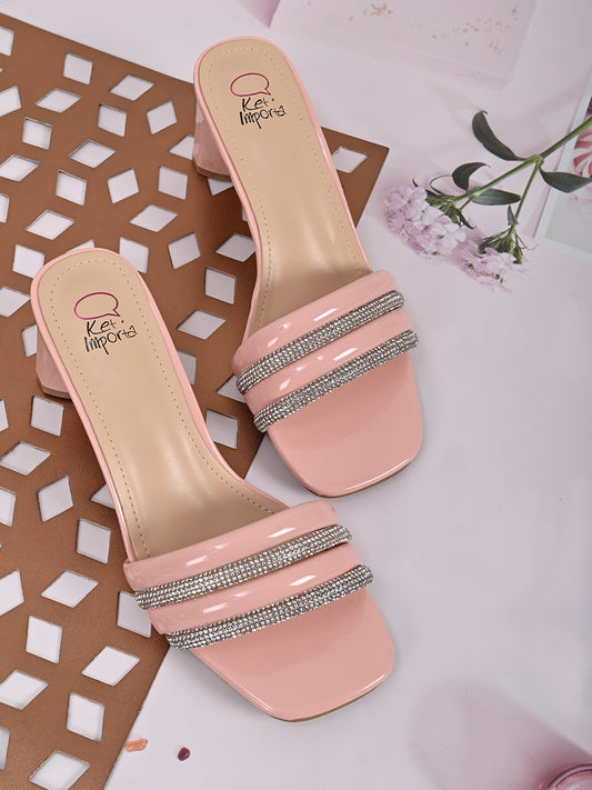 Women Nude Embellished Sandals