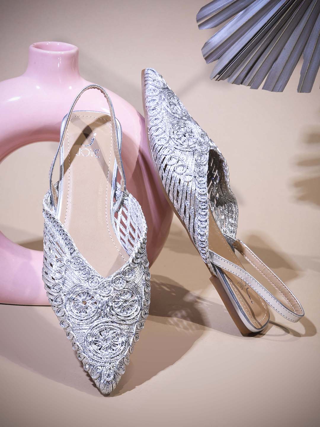 Women, Women Footwear, Silver Mules