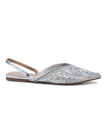 Women, Women Footwear, Silver Mules