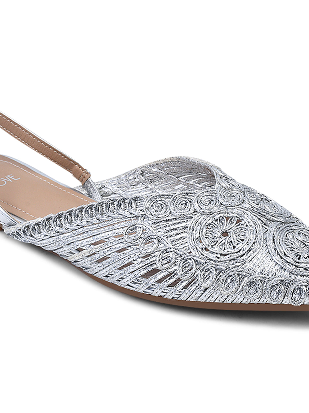Women Silver Metallic Woven Mules