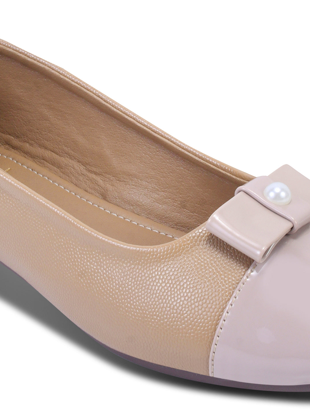 Women Taupe Solid Bow Ballerinas
