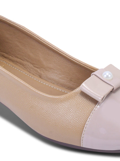 Women Taupe Solid Bow Ballerinas