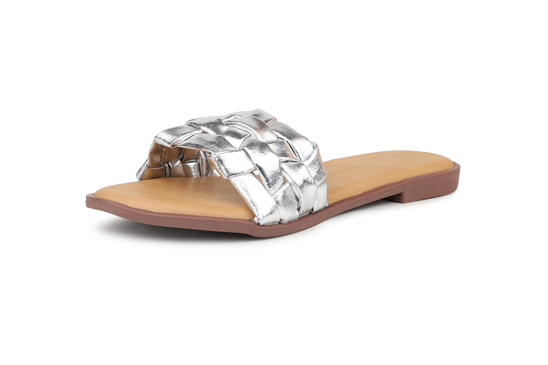 Women, Women Footwear, Silver Open Toe Flats