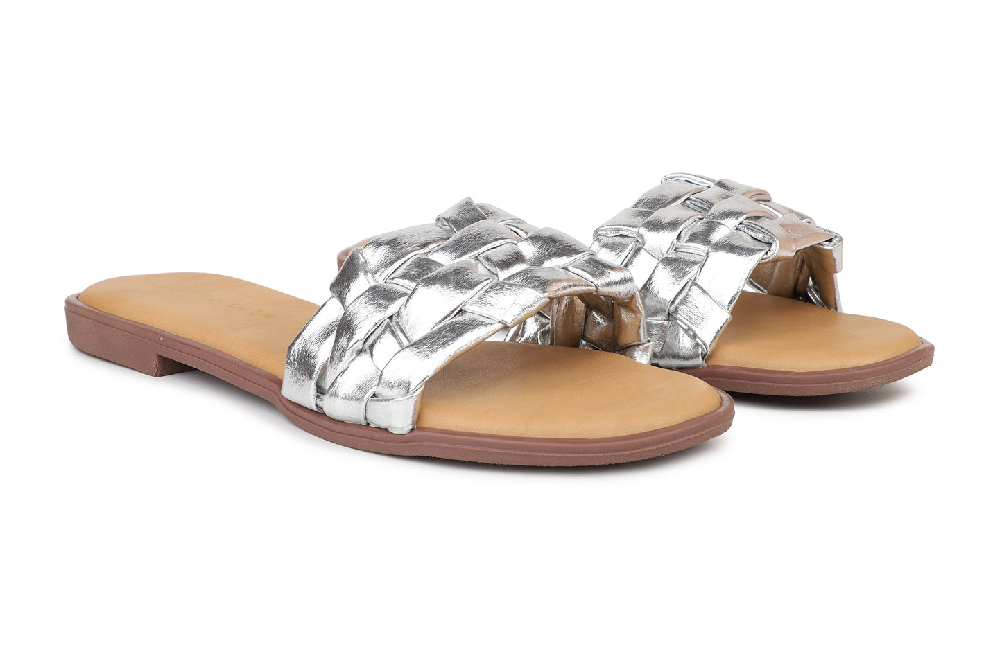 Women, Women Footwear, Silver Open Toe Flats
