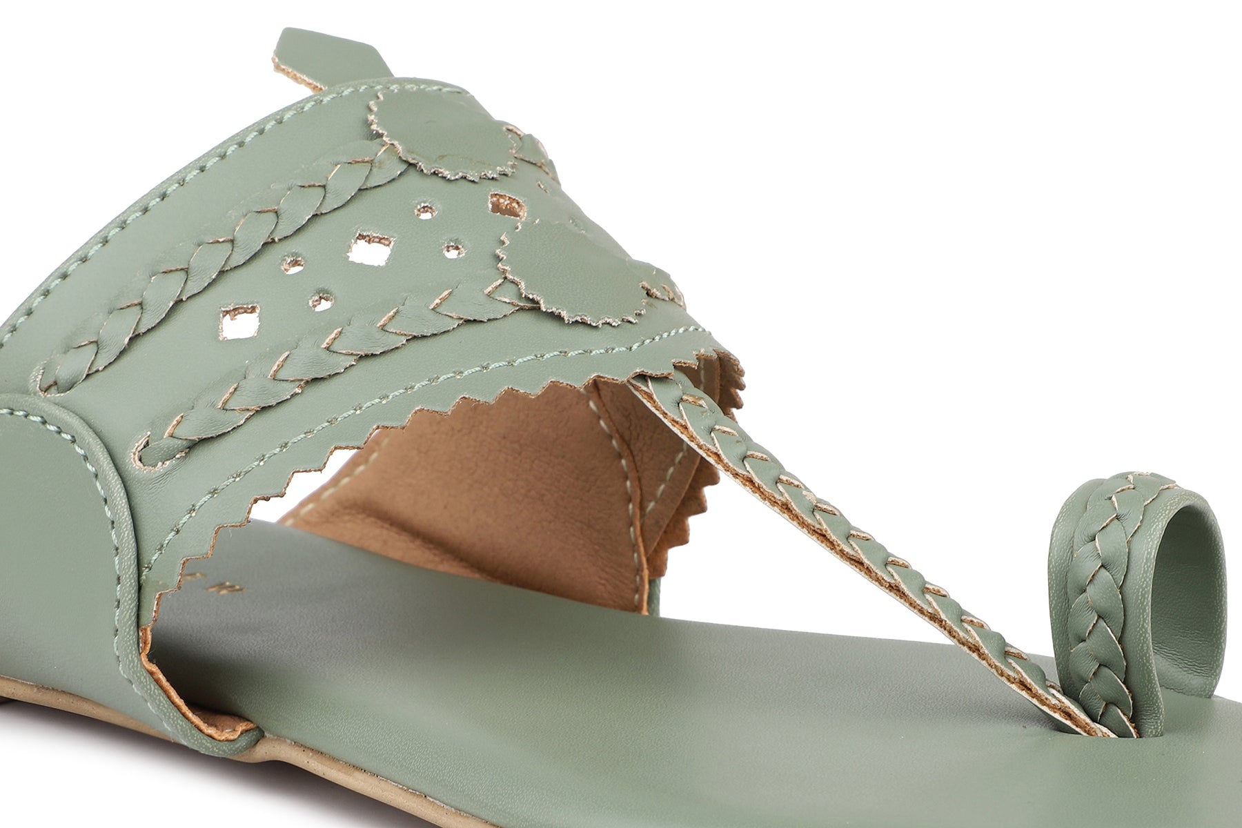 Women, Women Footwear, Green One Toe Flats