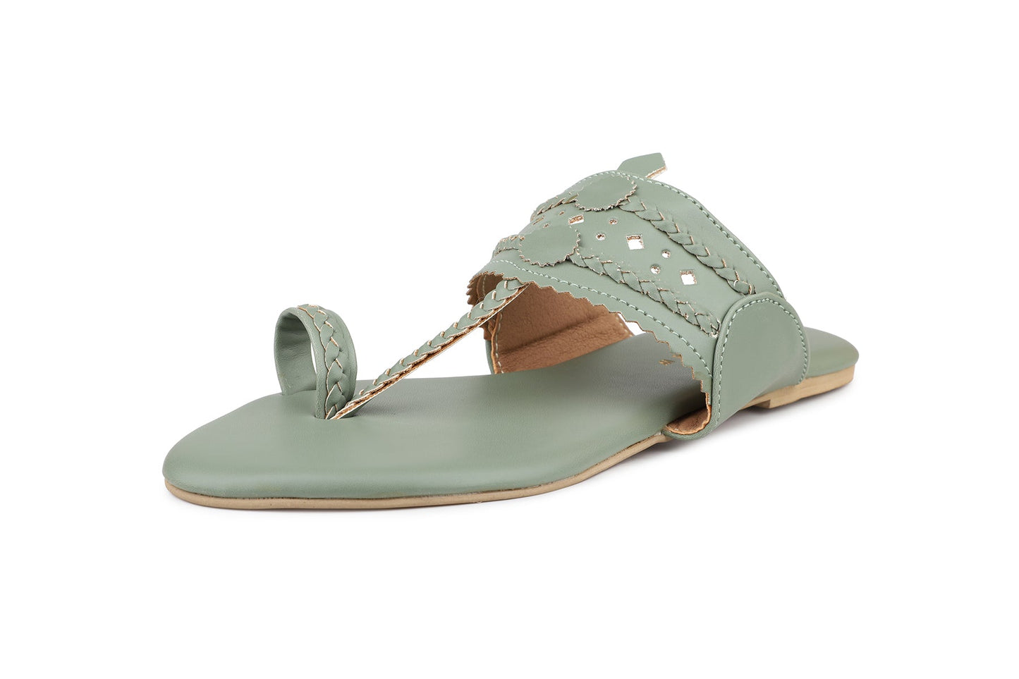 Women, Women Footwear, Green One Toe Flats