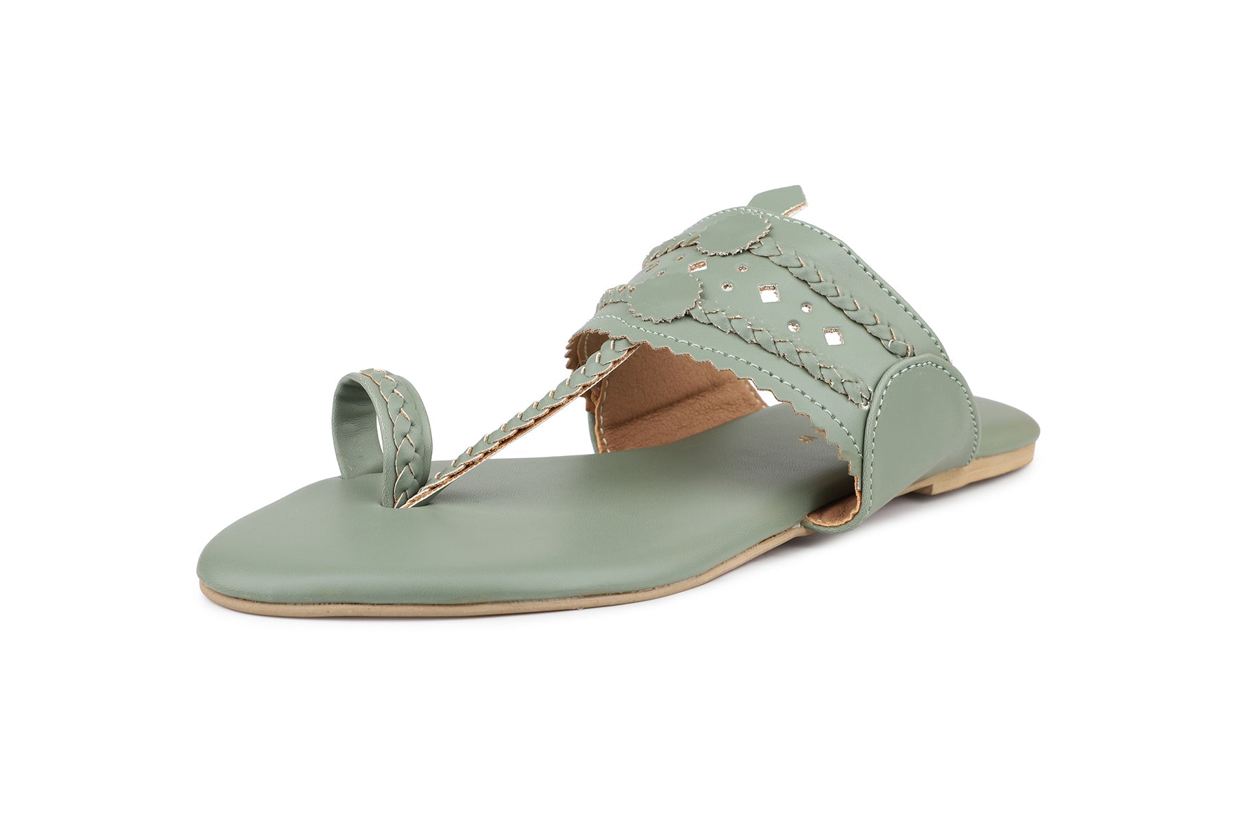 Women, Women Footwear, Green One Toe Flats