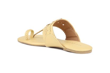 Women, Women Footwear, Yellow One Toe Flats