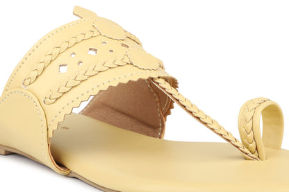 Women, Women Footwear, Yellow One Toe Flats