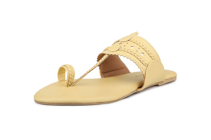 Women, Women Footwear, Yellow One Toe Flats