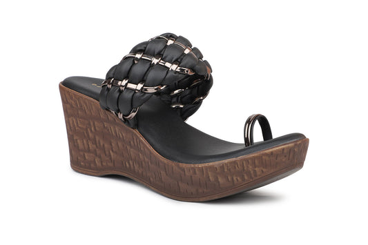 Women, Women Footwear, Black Wedges