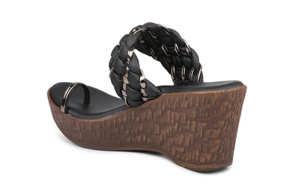 Women, Women Footwear, Black Wedges