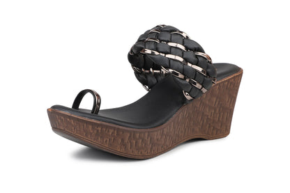 Women, Women Footwear, Black Wedges