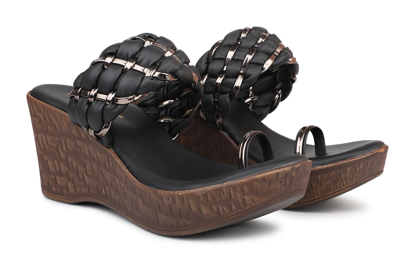 Women, Women Footwear, Black Wedges