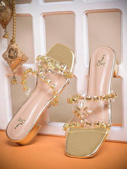 Women, Women Footwear, Gold Open Toe Flats