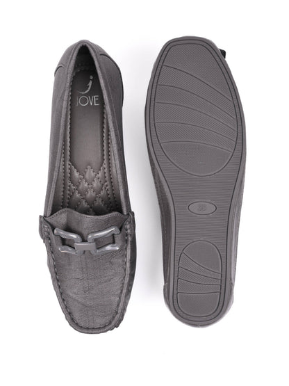 Women, Women Footwear, Grey Loafers